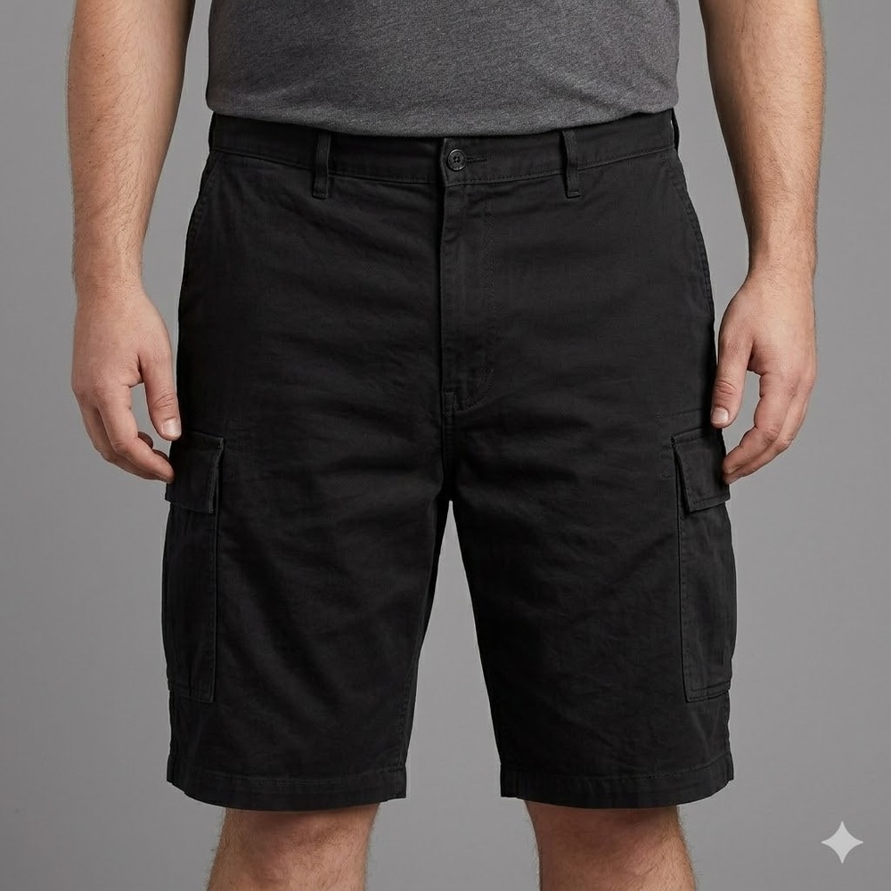 Levi's Big & Tall Cotton Cargo Shorts Black Size 42 100% Cotton‎ EUC